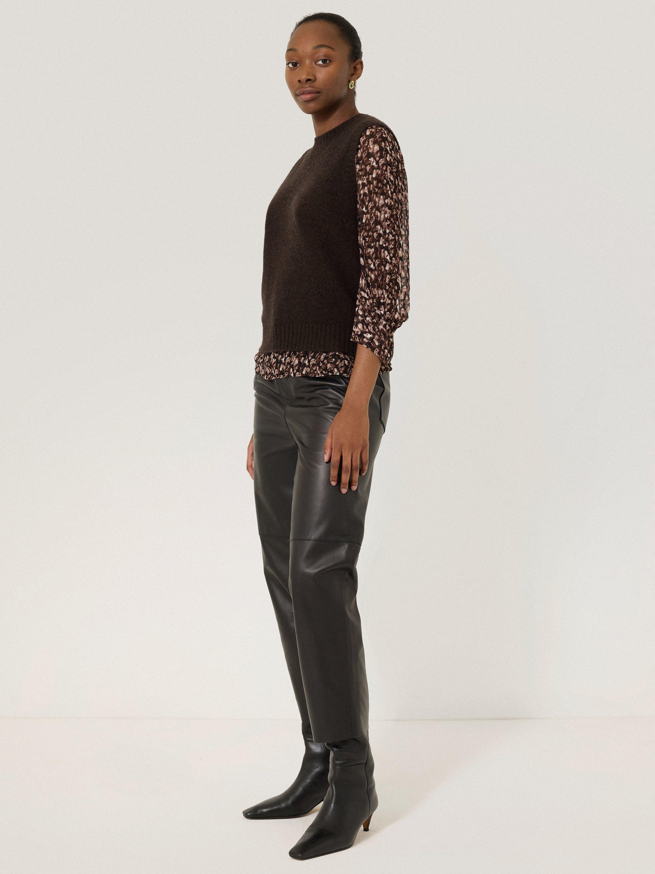 Product image 6 of 6, which shows Jigsaw Abstract Leopard Print Top, Brown/Multi, 8