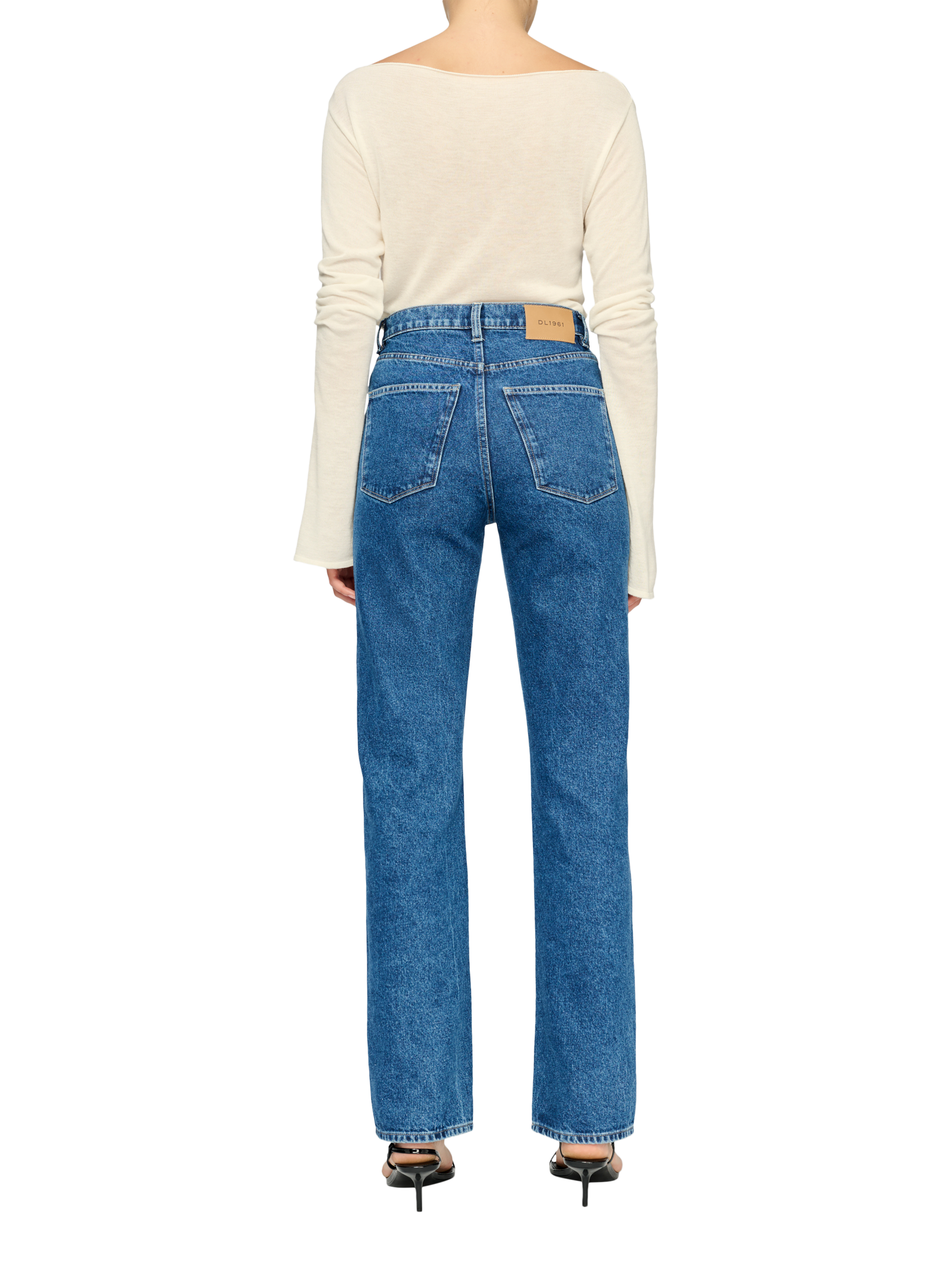 Product image 2 of 3, which shows DL1961 Demie High Rise Straight Leg Jeans, Blue, 25