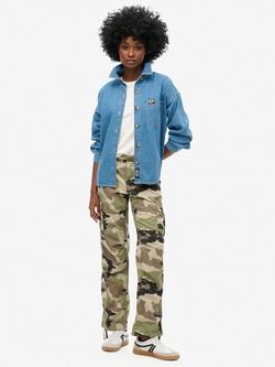Superdry Low Rise Wide Leg Cargo Trousers, Jacket Camo
