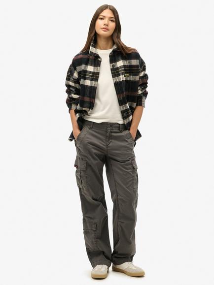Superdry Low Rise Adjustable Cotton Blend Cargo Trousers, Asphalt Grey, Asphalt Grey