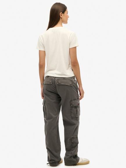 Superdry Low Rise Adjustable Cotton Blend Cargo Trousers, Asphalt Grey - view 2, Asphalt Grey
