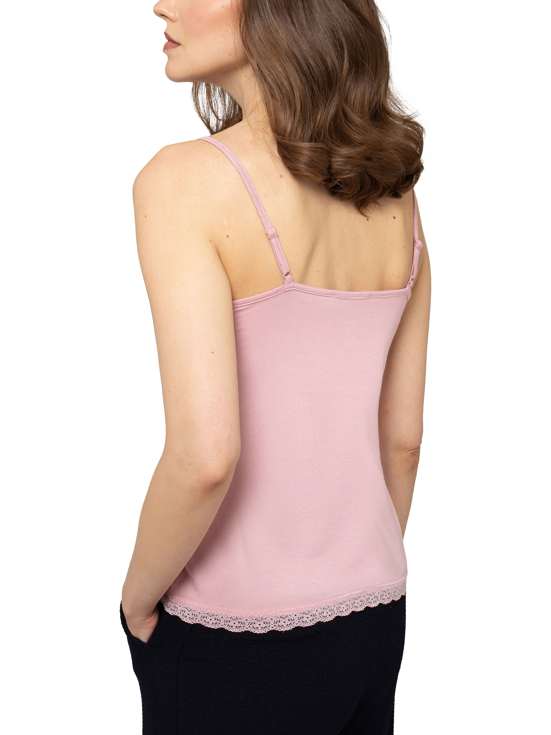 Product image 3 of 4, which shows Celtic & Co. Lace V-Neck Cami Top, Rose, 8