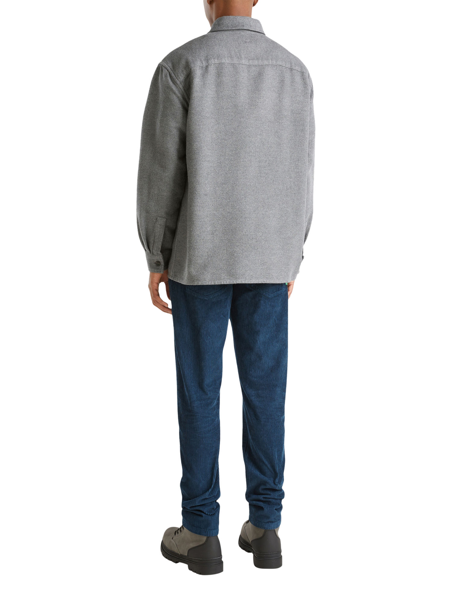 Product image 2 of 2, which shows Benetton Cotton Flannel Overshirt, Dark Melange Grey, S