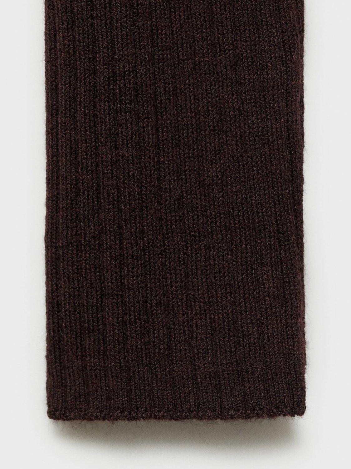 Product image 7 of 7, which shows Mango Flurron Ribbed Roll Neck Jumper, Dark Brown, XS