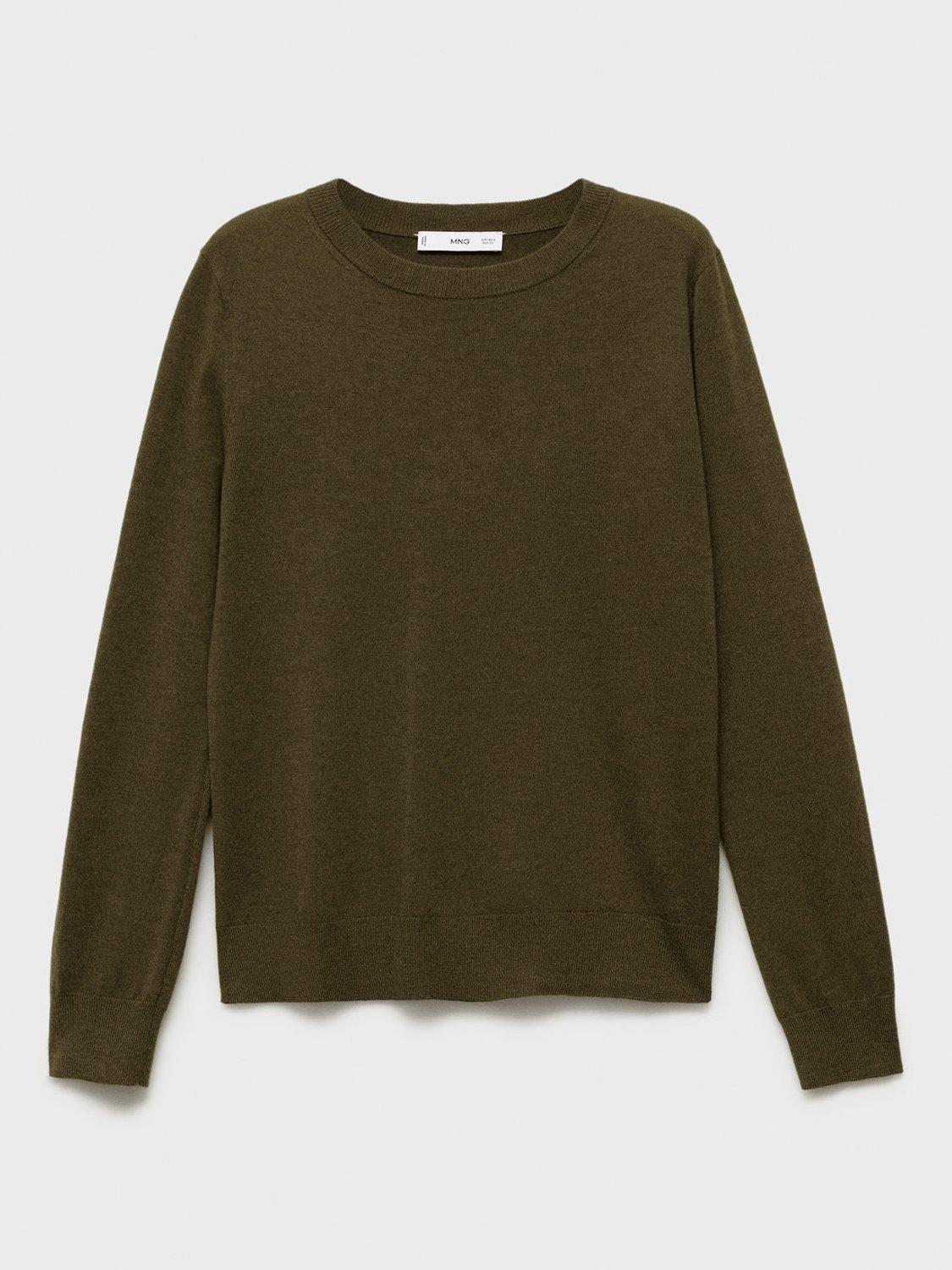 Product image 3 of 7, which shows Mango Lucca Round Neck Jumper, Beige Khaki, XXS
