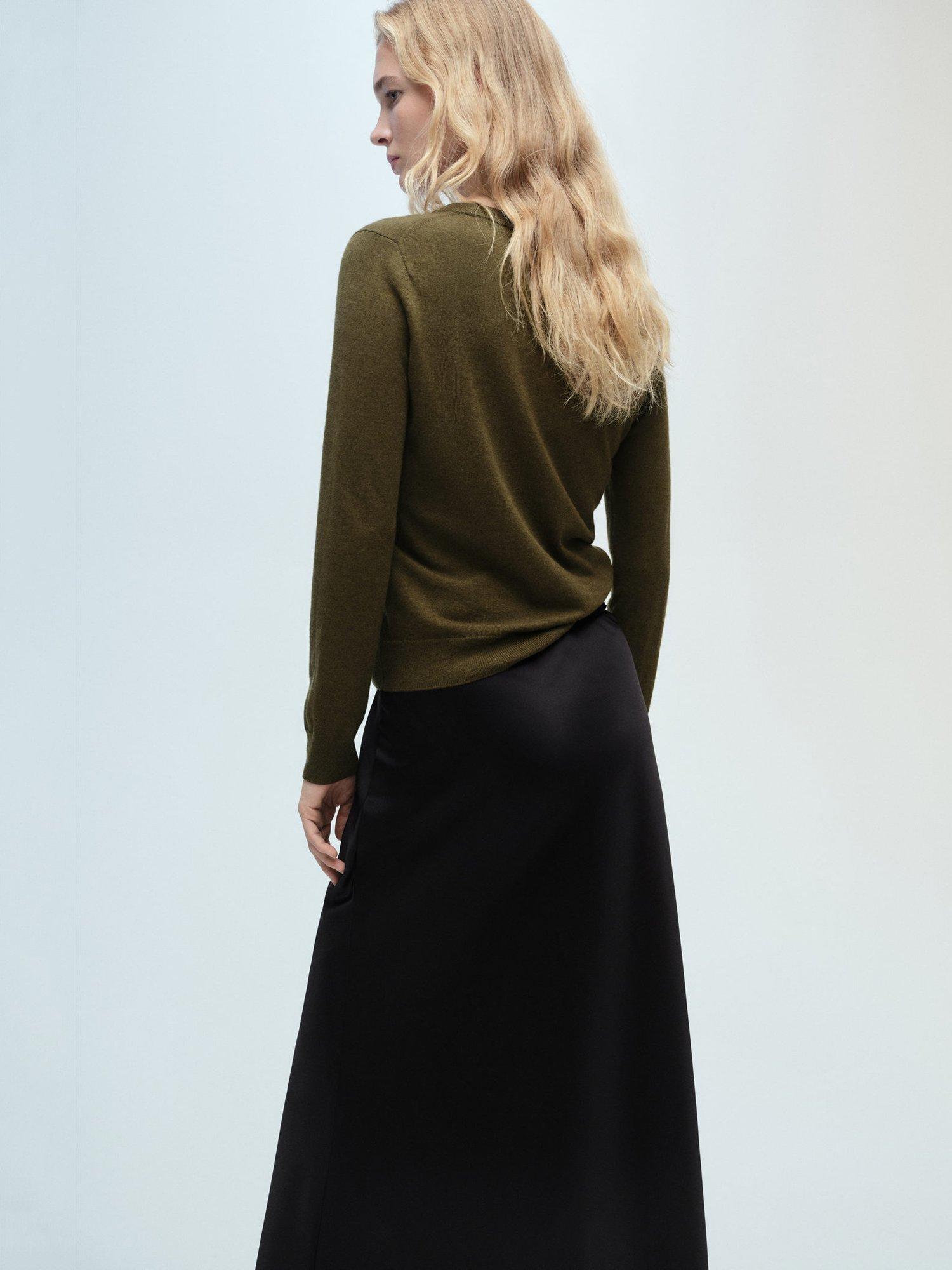 Product image 4 of 7, which shows Mango Lucca Round Neck Jumper, Beige Khaki, XXS