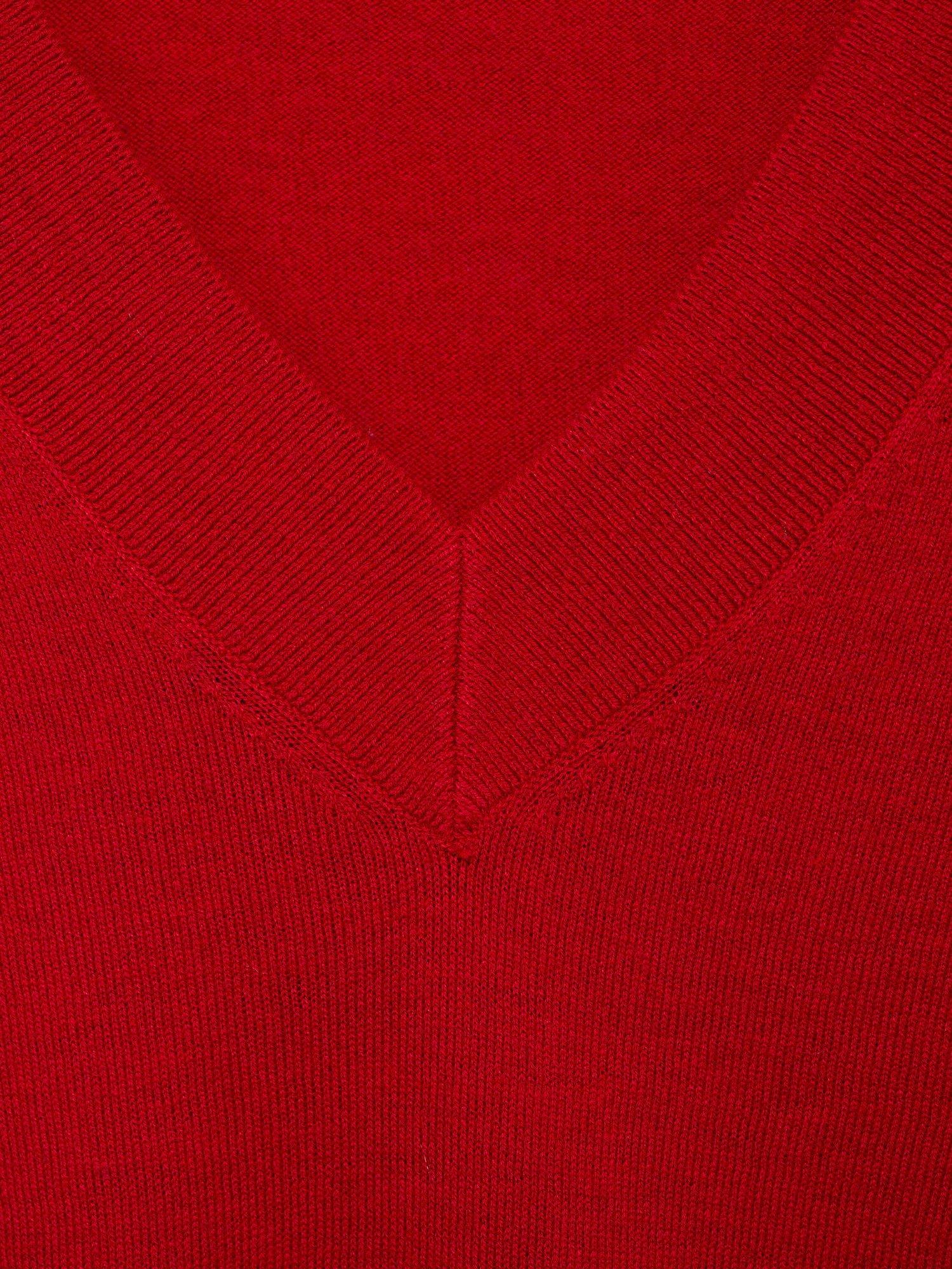 Product image 6 of 6, which shows Mango Lucca Wool Blend V-Neck Jumper, Red, S