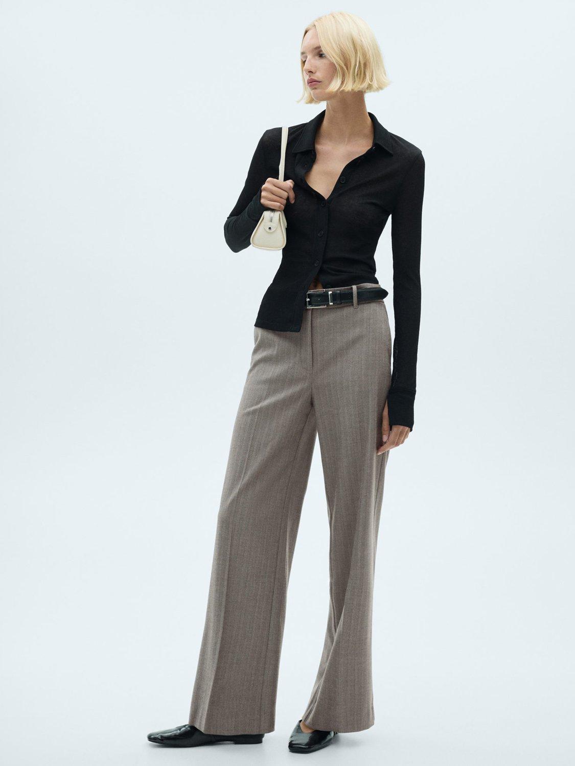 Product image 2 of 9, which shows Mango Carlos Straight Leg Trousers, Brown, 10