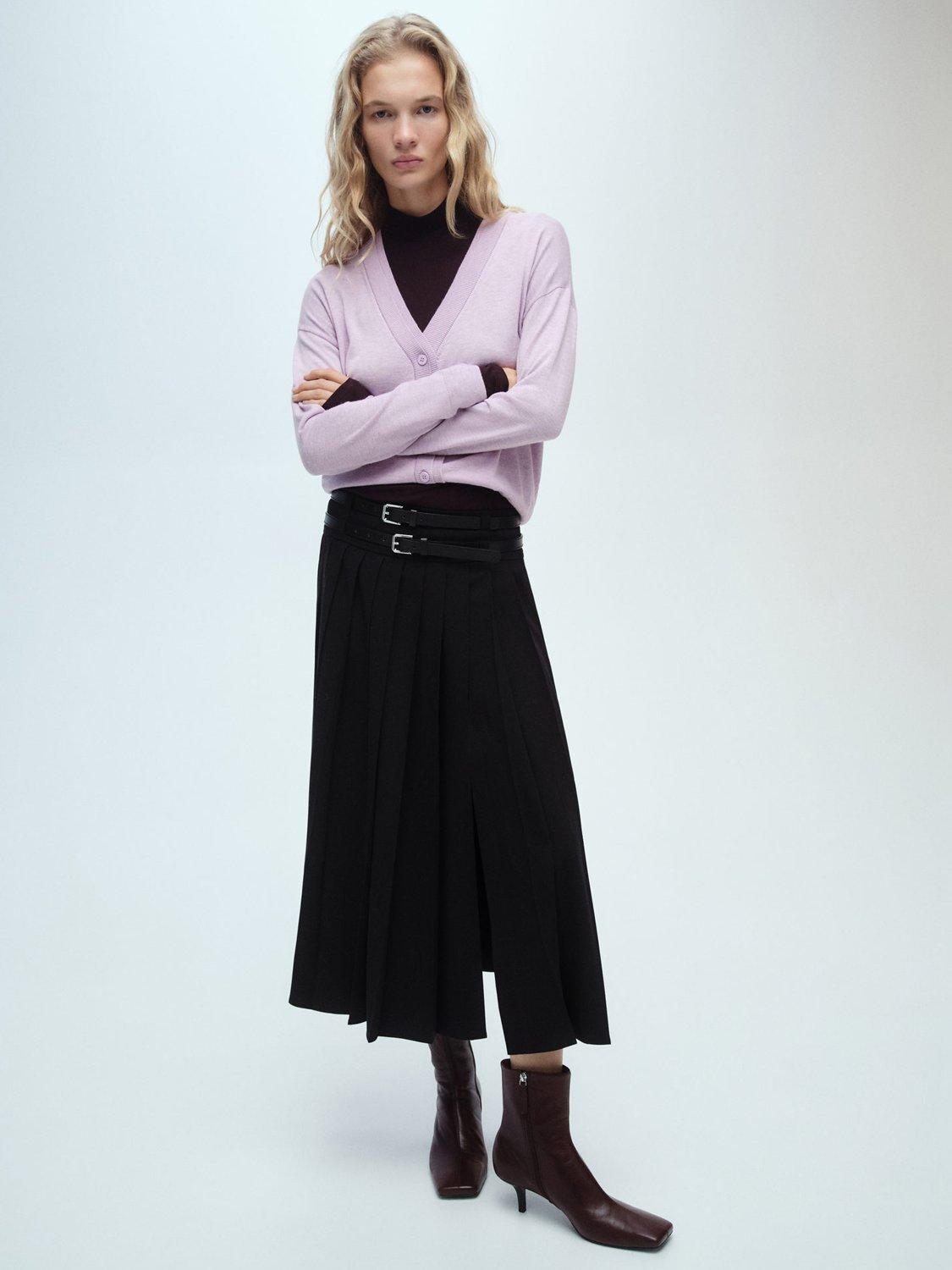 Product image 2 of 7, which shows Mango Lucca V-Neck Cardigan, Pastel Purple, L