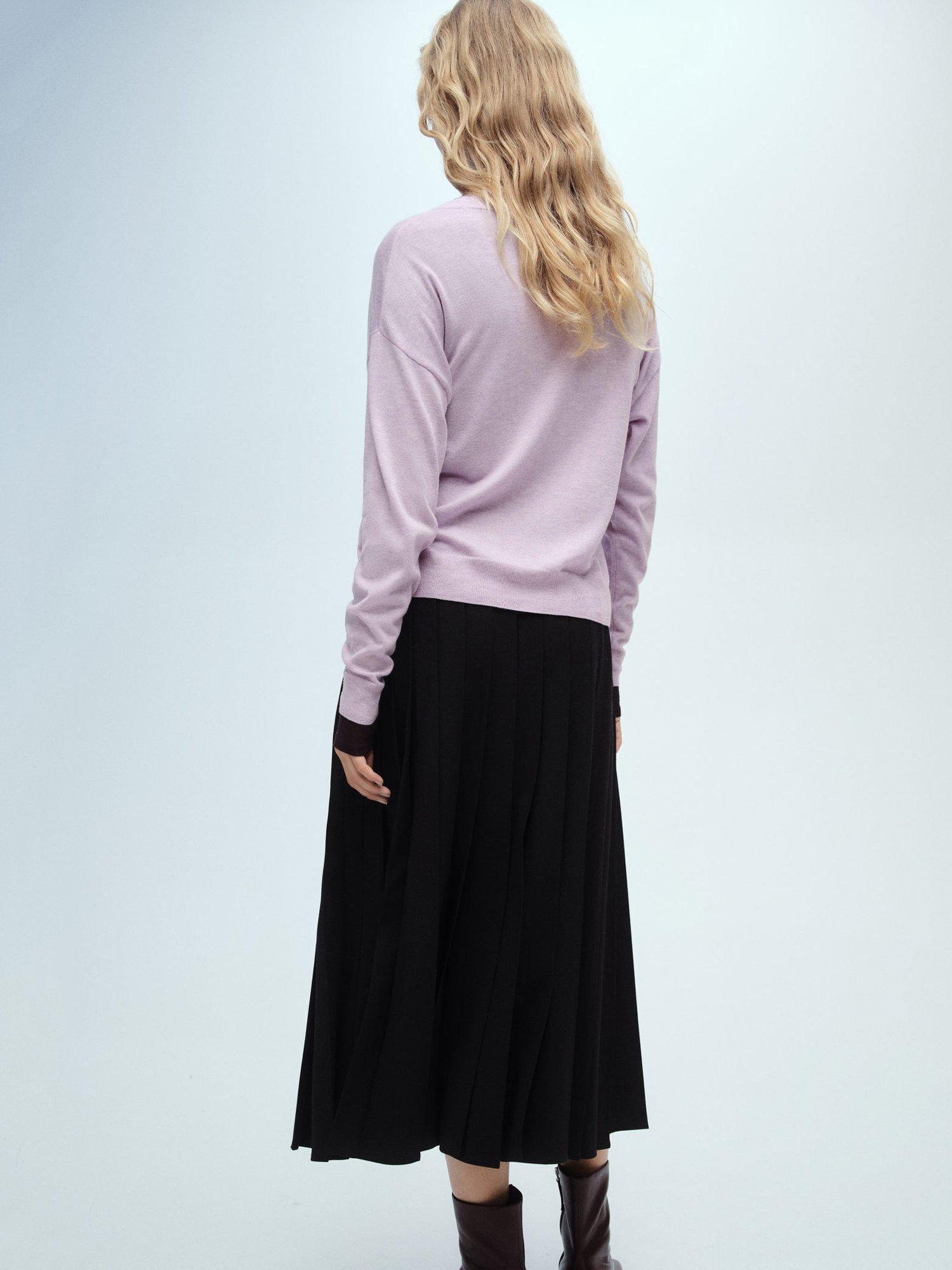 Product image 4 of 7, which shows Mango Lucca V-Neck Cardigan, Pastel Purple, L