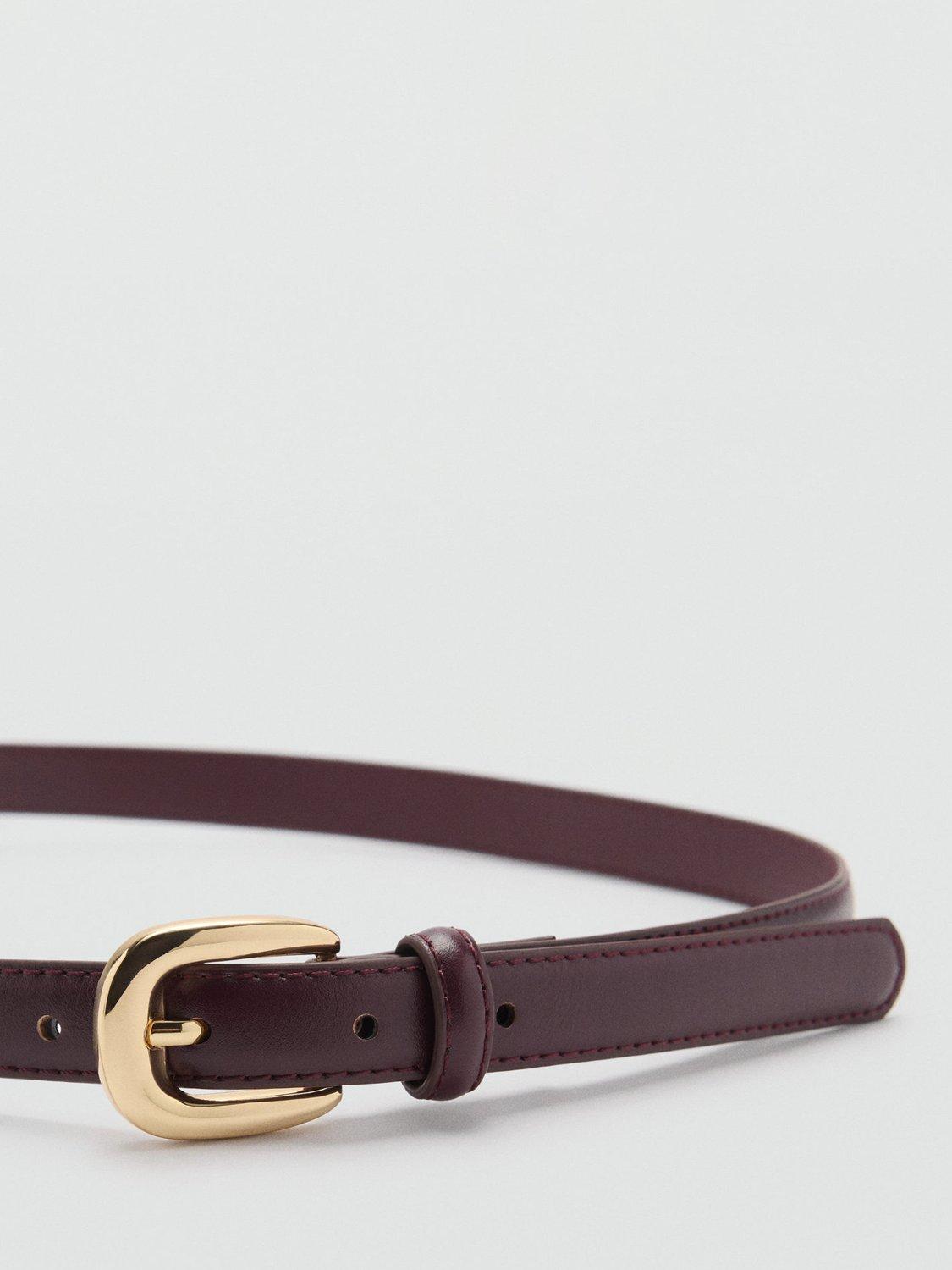 Mango Nico Skinny Belt, Dark Red