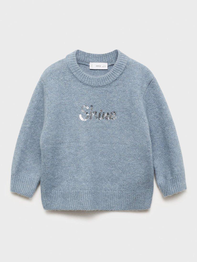 Product image 3 of 7, which shows Mango Kids' Shine Jumper, Light Grey, 9-12 months