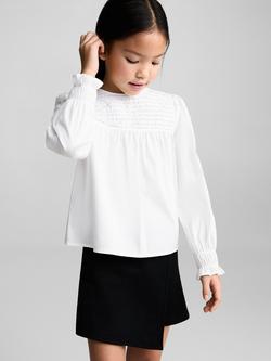 Mango Kids' Leela Rhinestone Embellished Cotton Shirt, White, White
