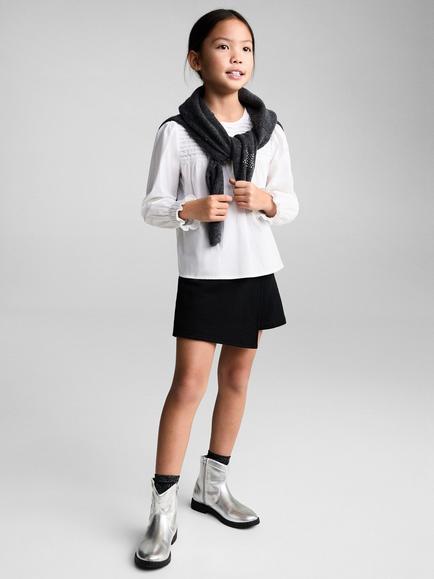 Mango Kids' Leela Rhinestone Embellished Cotton Shirt, White - view 2, White