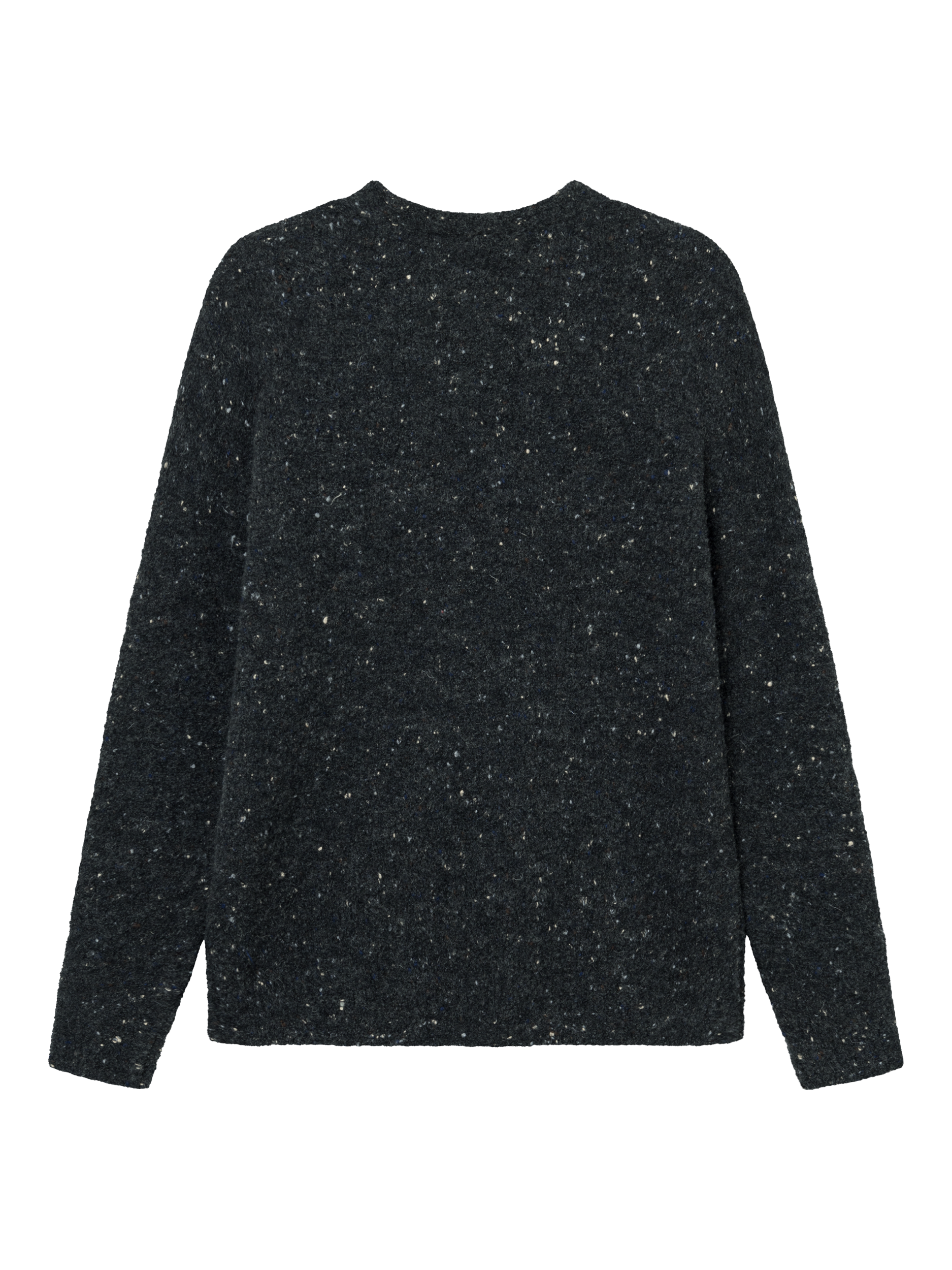 Product image 6 of 6, which shows forét Moss Textured Merino Wool Knit Jumper, Dark Grey Melange/White, S