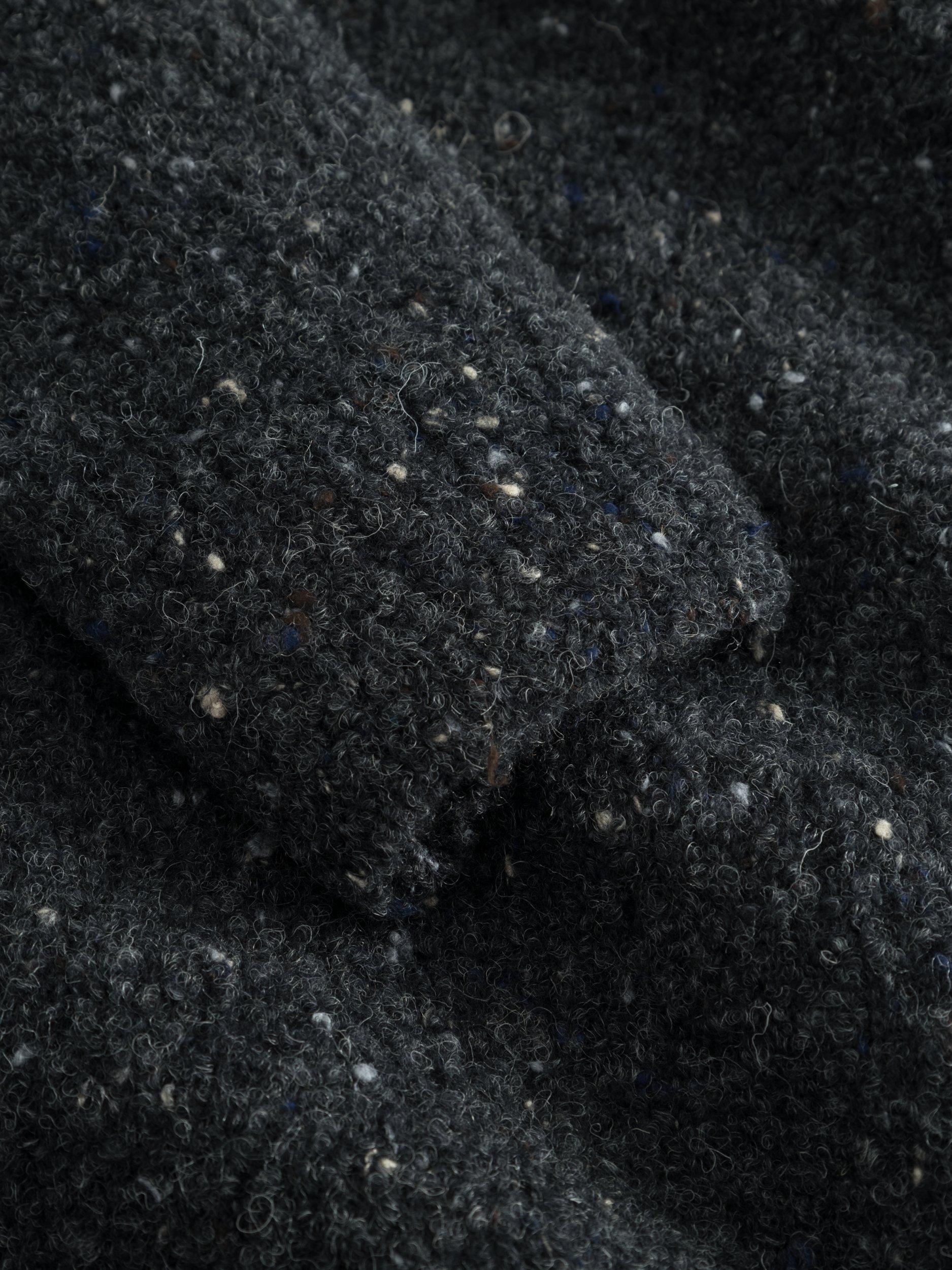 Product image 4 of 6, which shows forét Moss Textured Merino Wool Knit Jumper, Dark Grey Melange/White, S