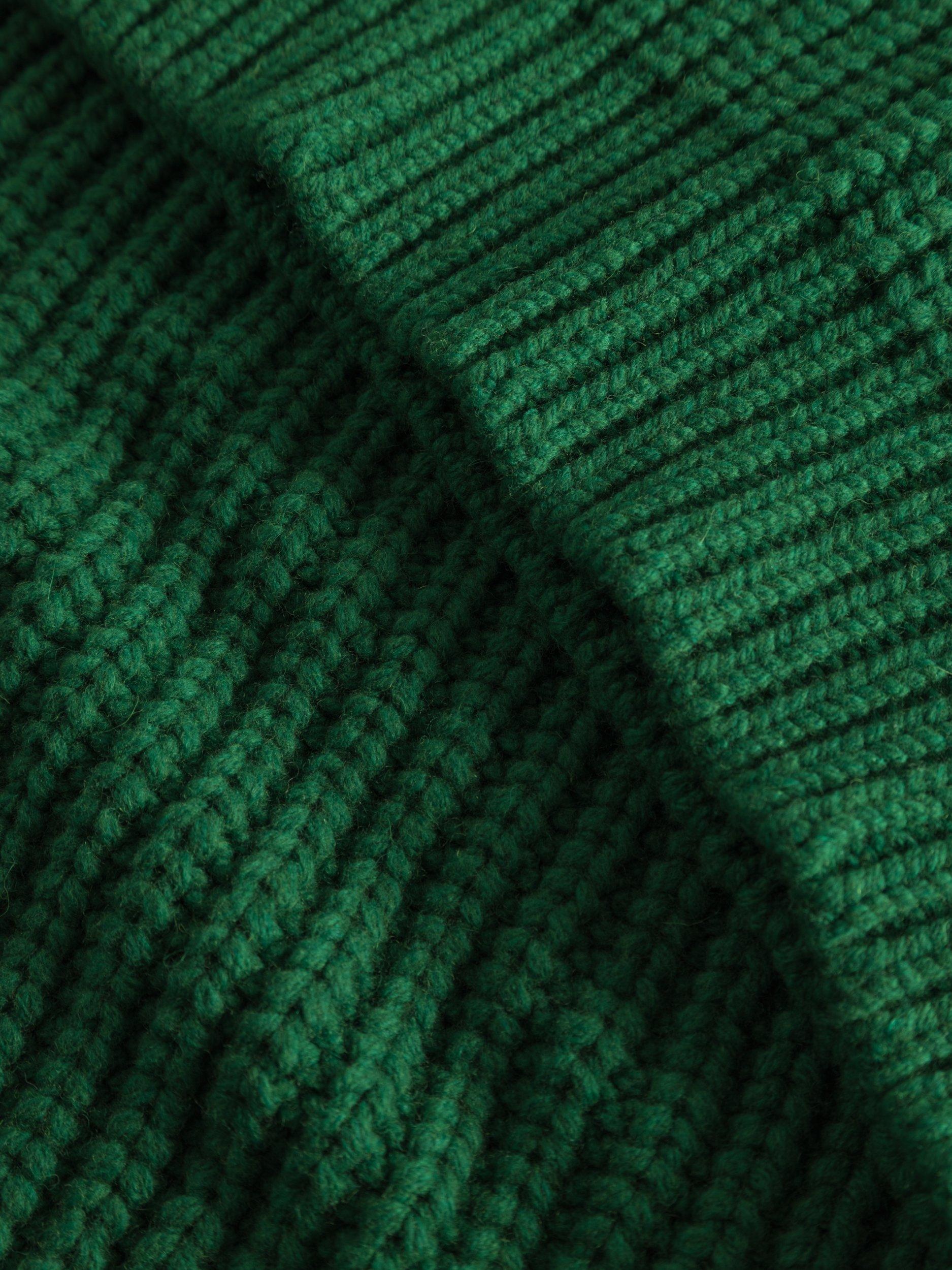 Product image 5 of 7, which shows forét Trip Chunky Rib Knit Wool Blend Jumper, Green, S