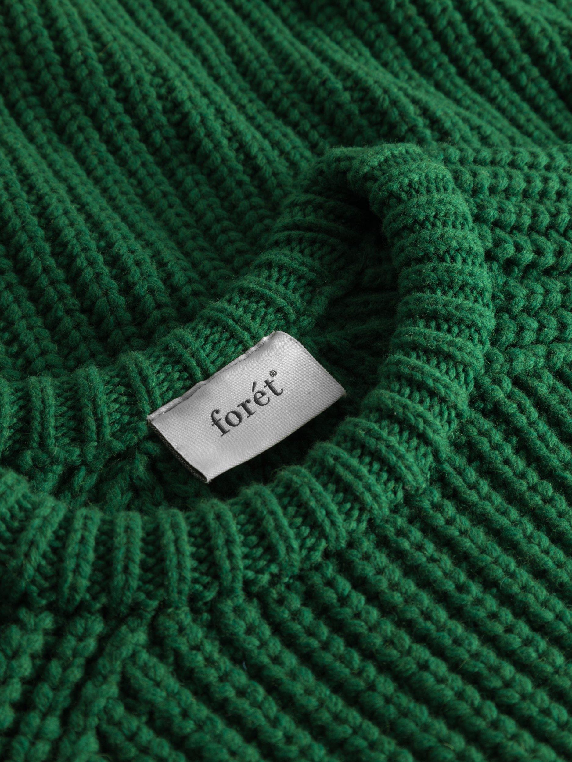 Product image 3 of 7, which shows forét Trip Chunky Rib Knit Wool Blend Jumper, Green, S