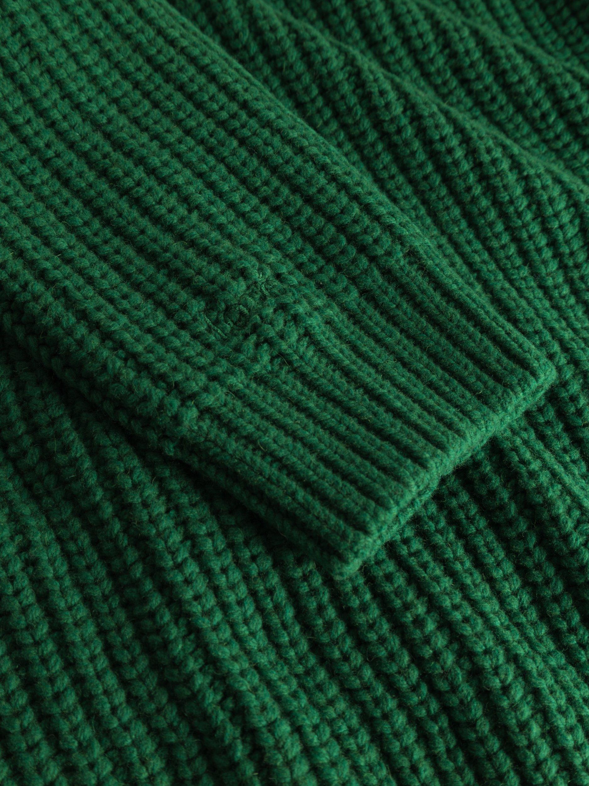 Product image 4 of 7, which shows forét Trip Chunky Rib Knit Wool Blend Jumper, Green, S