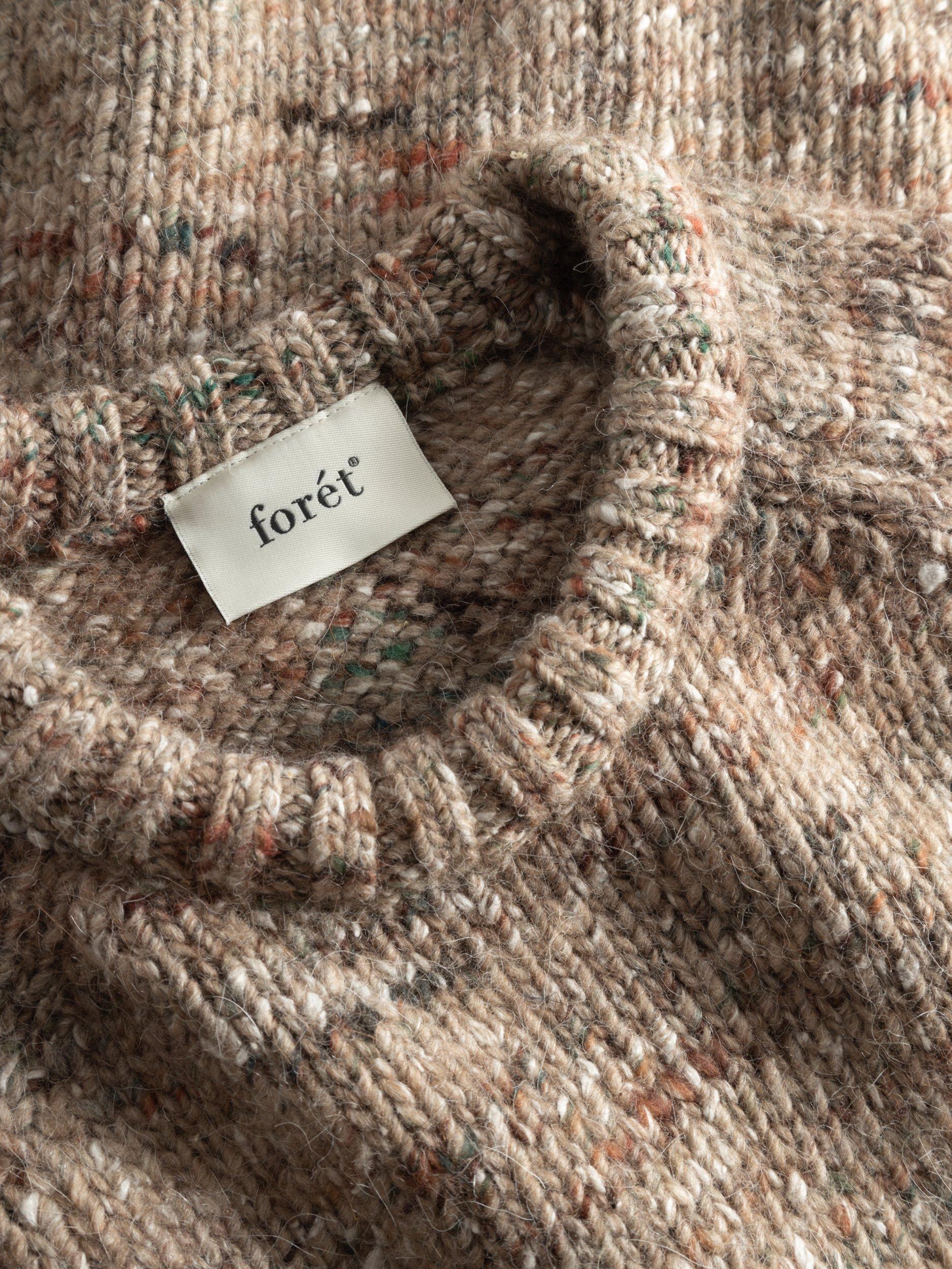 Product image 3 of 7, which shows forét Artist Wool Blend Knit Jumper, Khaki Melangé, XL