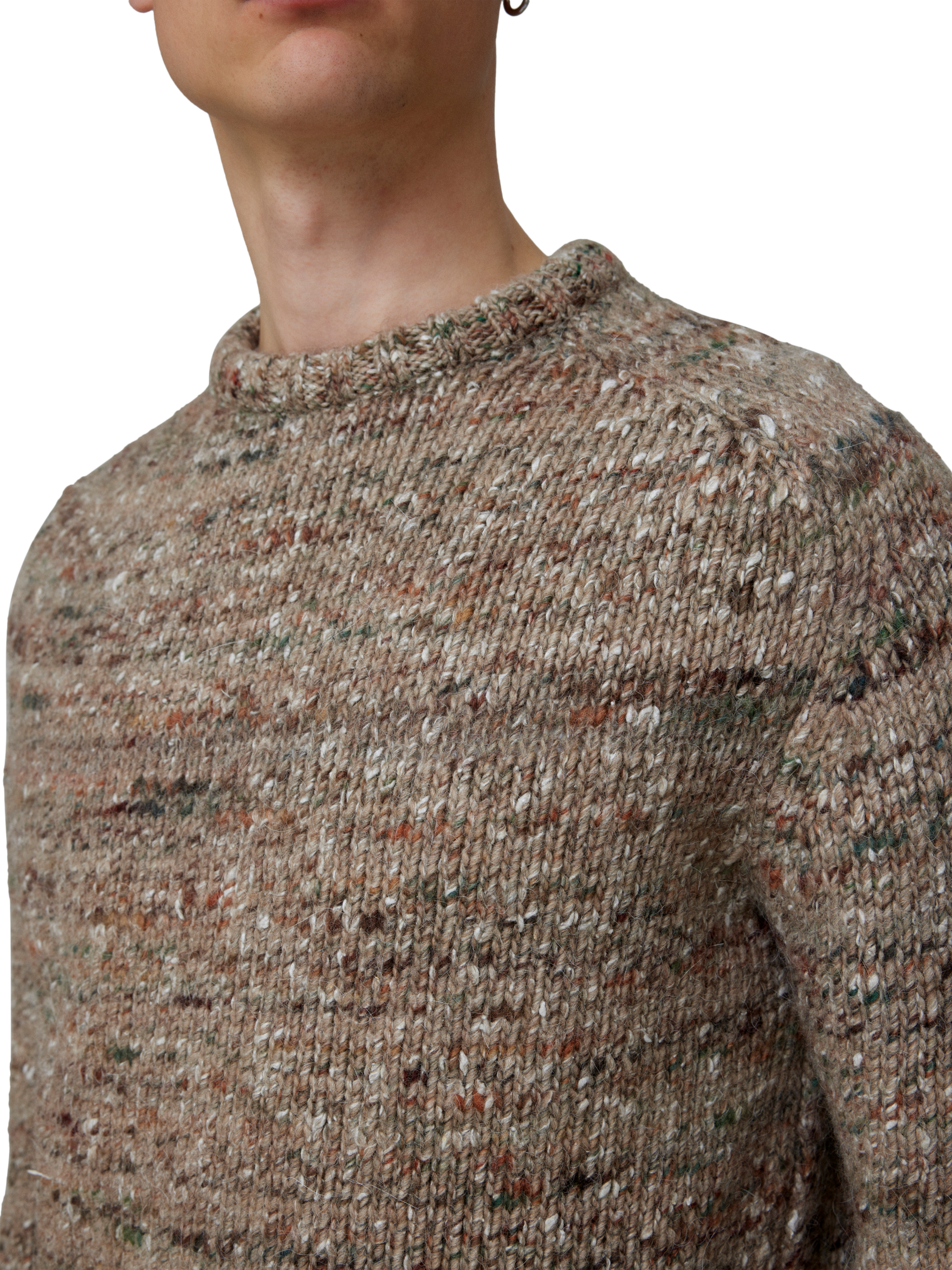 Product image 2 of 7, which shows forét Artist Wool Blend Knit Jumper, Khaki Melangé, XL