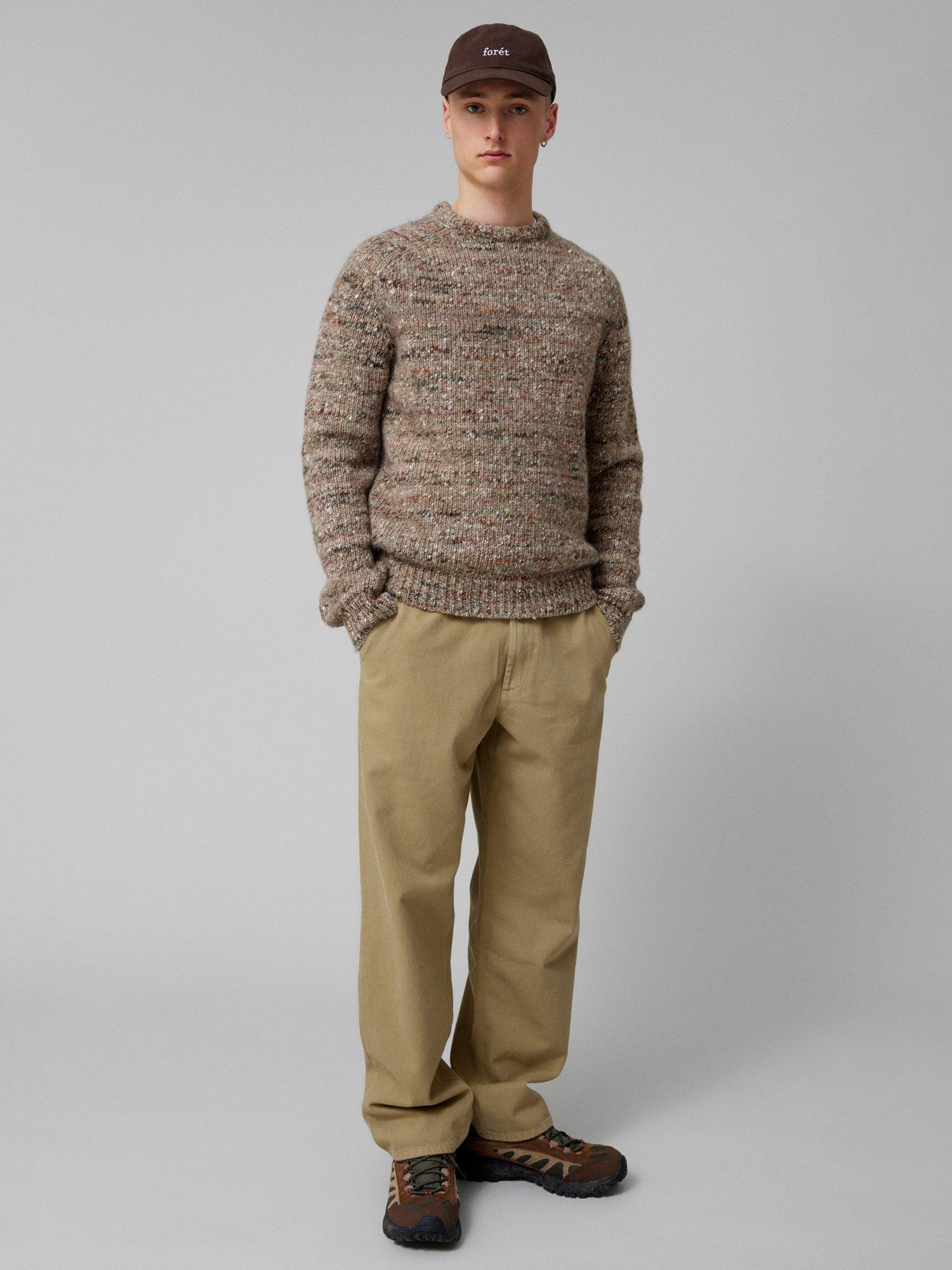 Product image 1 of 7, which shows forét Artist Wool Blend Knit Jumper, Khaki Melangé, XL