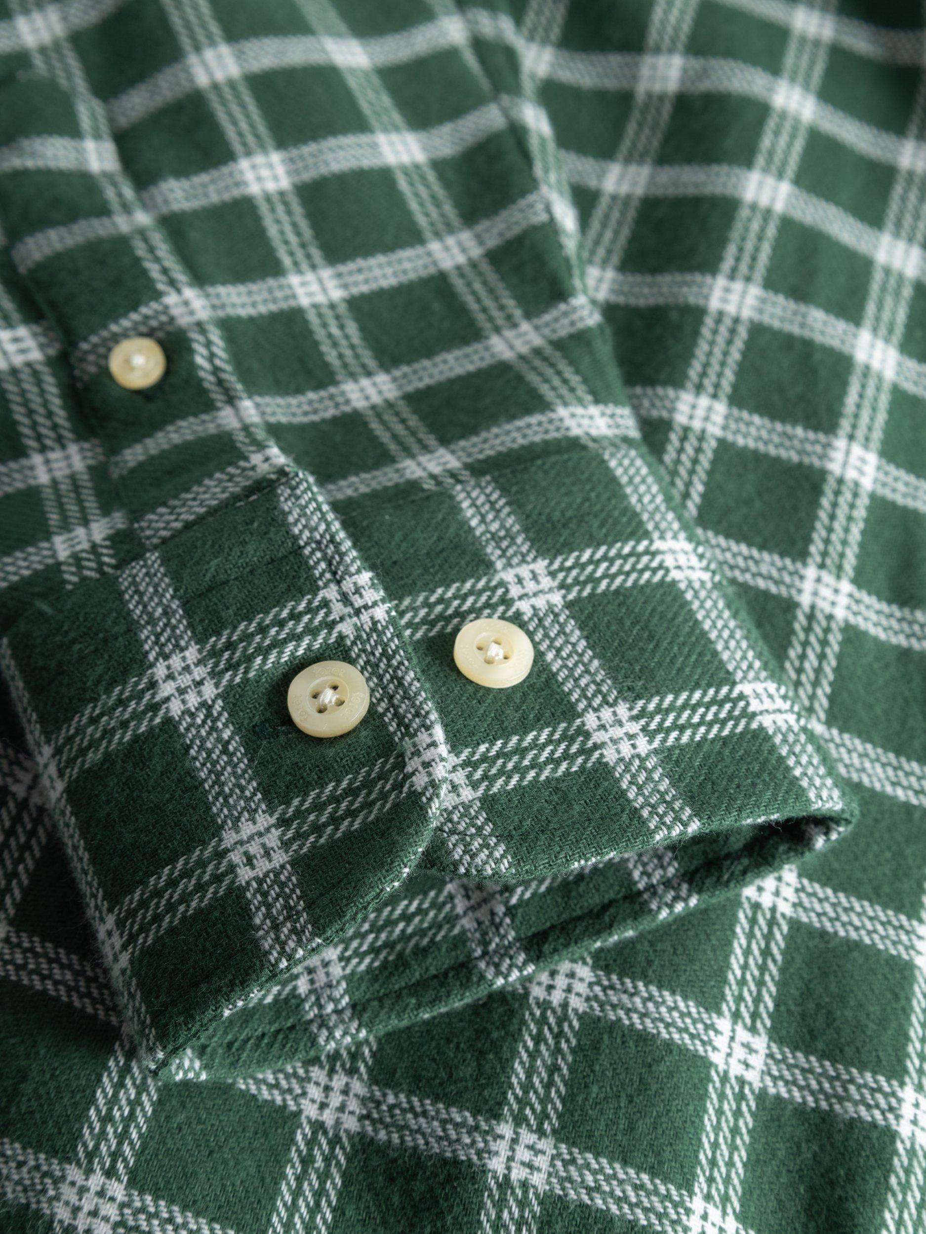 Product image 4 of 7, which shows forét Hornet Flannel Check Shirt, Green/Cloud, M