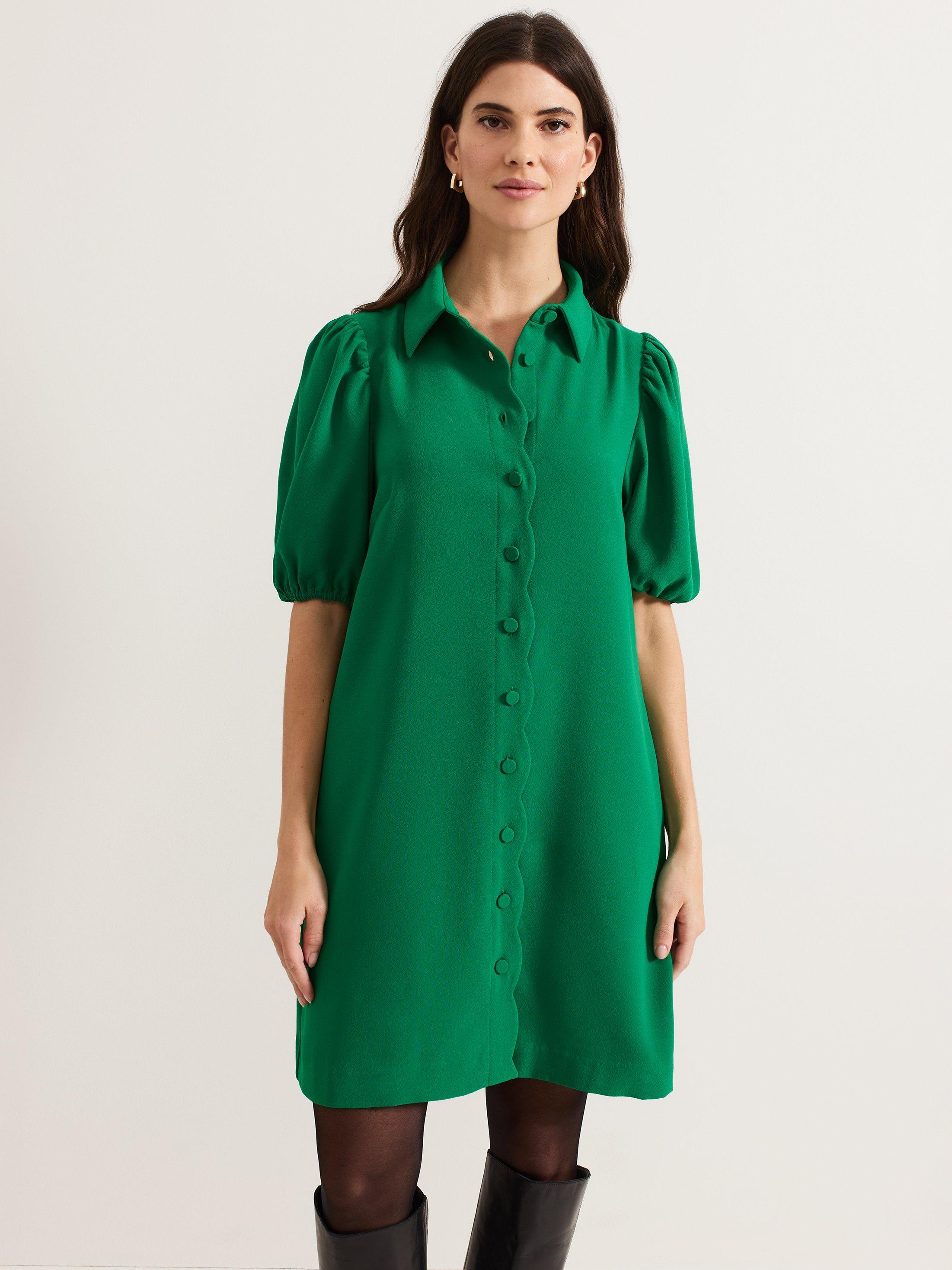 Product image 3 of 7, which shows Phase Eight Candice Shirt Dress, Green, 6