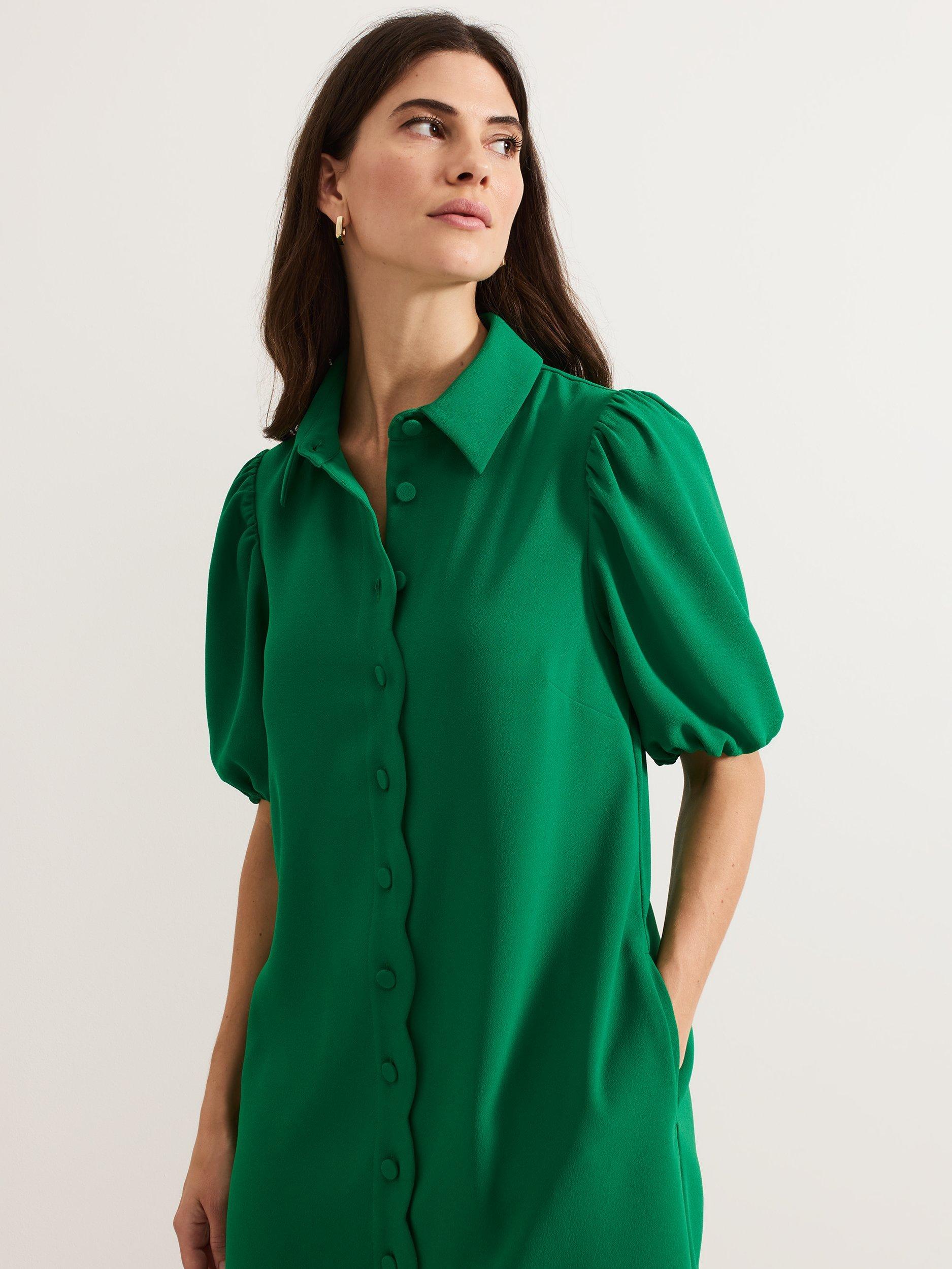 Product image 7 of 7, which shows Phase Eight Candice Shirt Dress, Green, 6