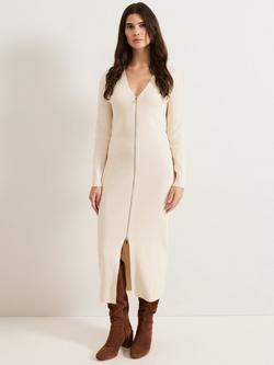 Phase Eight Ella Ribbed Knit Maxi Dress, Cream, Cream