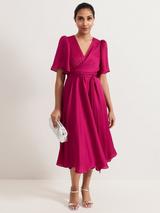 Phase Eight Celestia Satin Wrap Dress, Pink