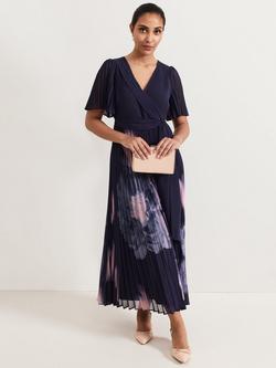 Phase Eight Petite Abigail Floral Dress, Navy, Navy