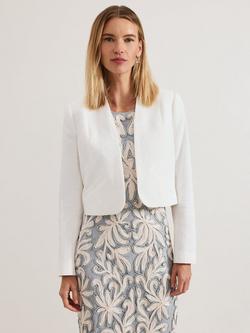 Phase Eight Olivia Textured Cropped Jacket, Ivory, Ivory