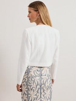 Phase Eight Olivia Textured Cropped Jacket, Ivory - view 2, Ivory