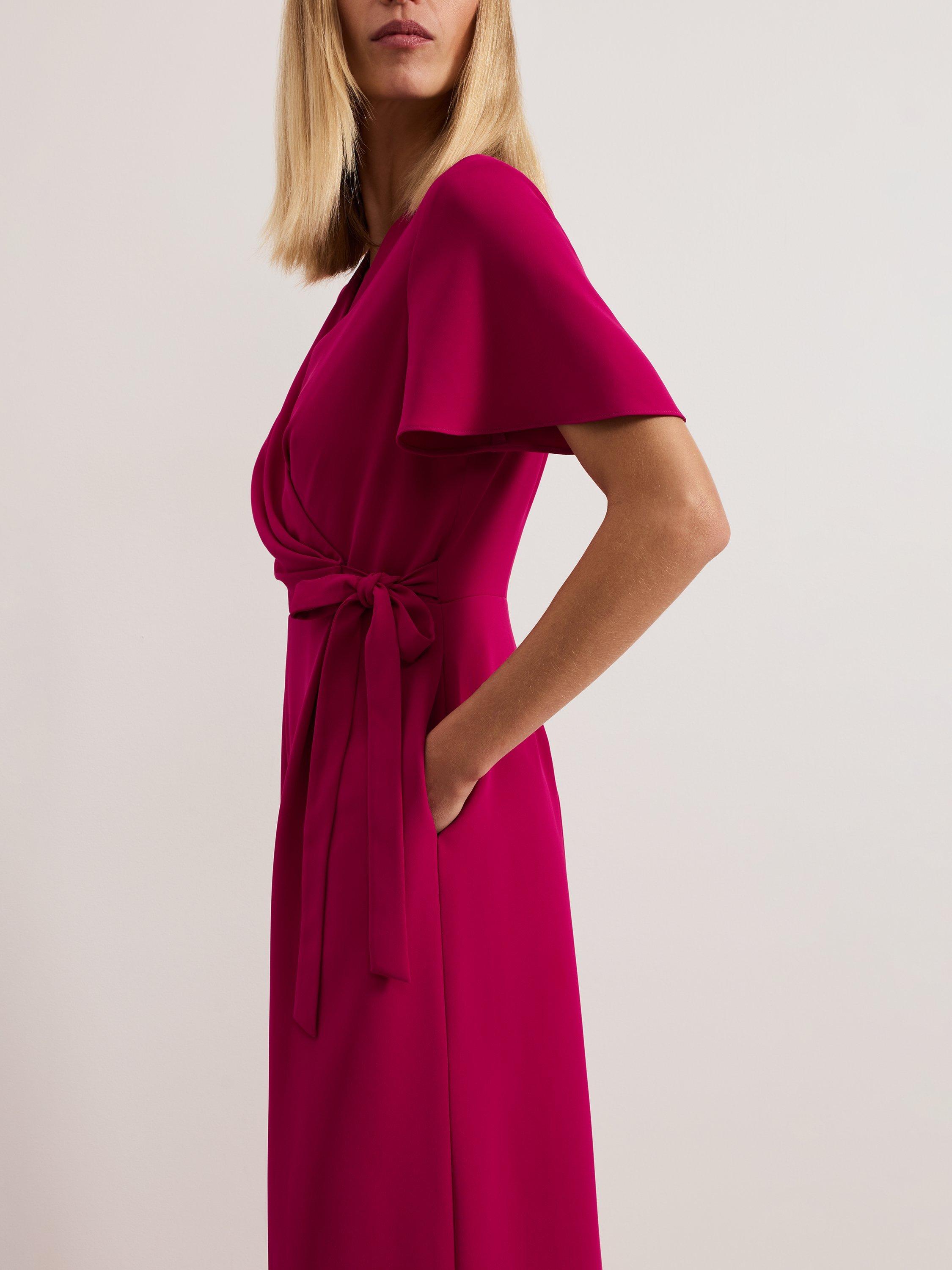 Product image 4 of 7, which shows Phase Eight Julissa Crepe Wide Leg Jumpsuit, Pink, 8