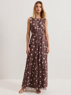 Phase Eight Maxine Spot Jumpsuit, Latte