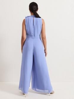 Phase Eight Petite Lucie Tie Neck Jumpsuit, Light Blue - view 2, Light Blue