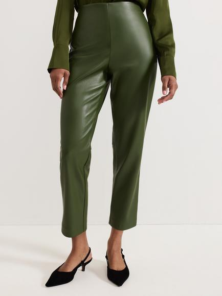 Phase Eight Mya Faux Leather Trousers, Green, Green