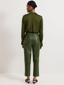 Phase Eight Mya Faux Leather Trousers, Green - view 2, Green
