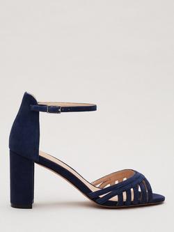Phase Eight Block Heel Lattice Sandals, Navy