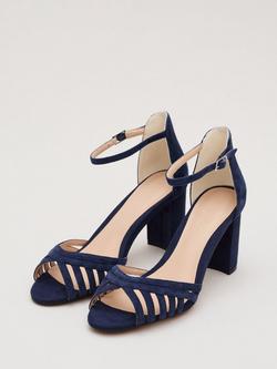 Phase Eight Block Heel Lattice Sandals - view 2, Navy