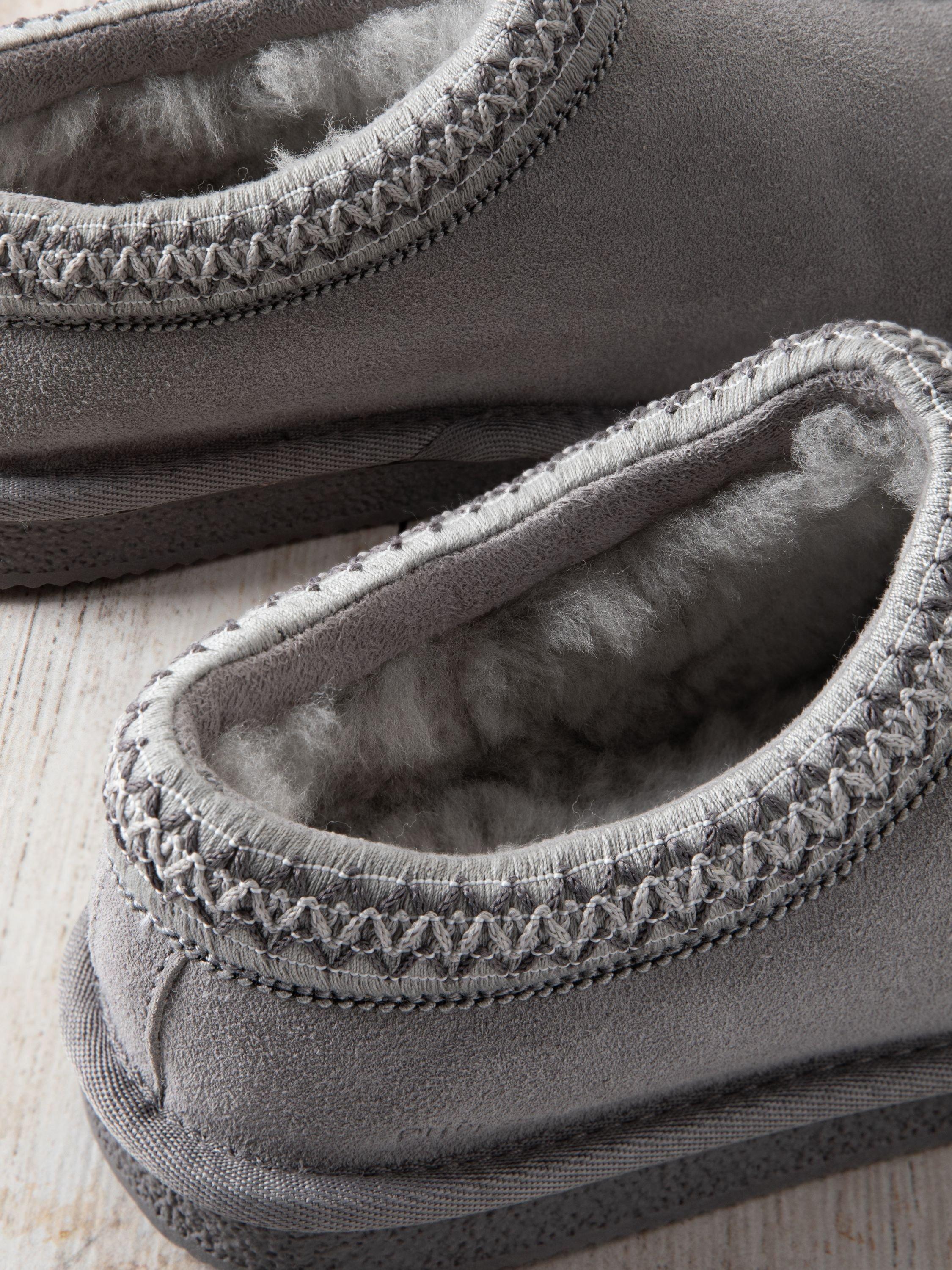 Product image 4 of 5, which shows Chelsea Peers Suede Sheepskin Short Boot Slippers, Grey, S