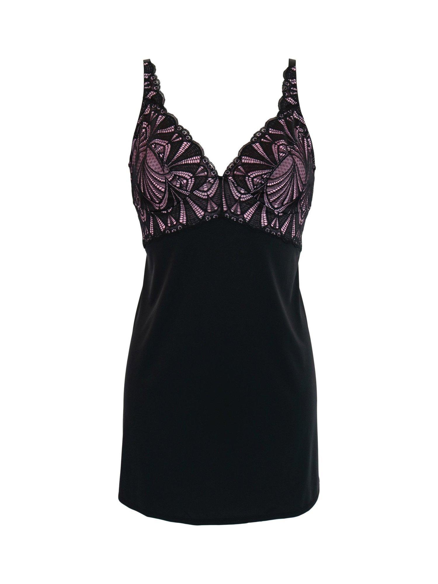 Product image 8 of 8, which shows Pour Moi New Romance High Apex Chemise, Black/Rose, 8