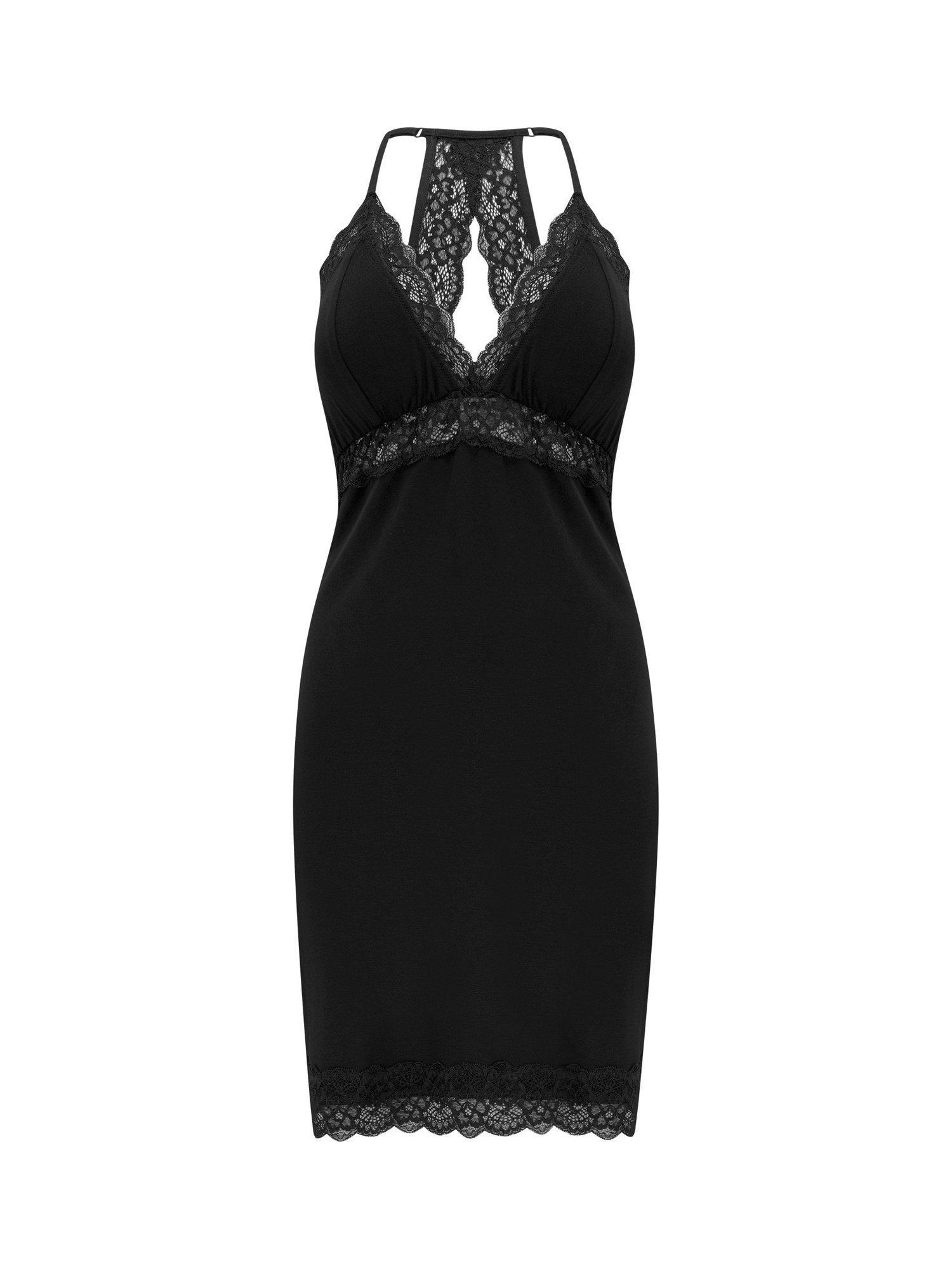Product image 7 of 8, which shows Pour Moi Sofa Loves Lace Sheer Panel Chemise, Black, 8