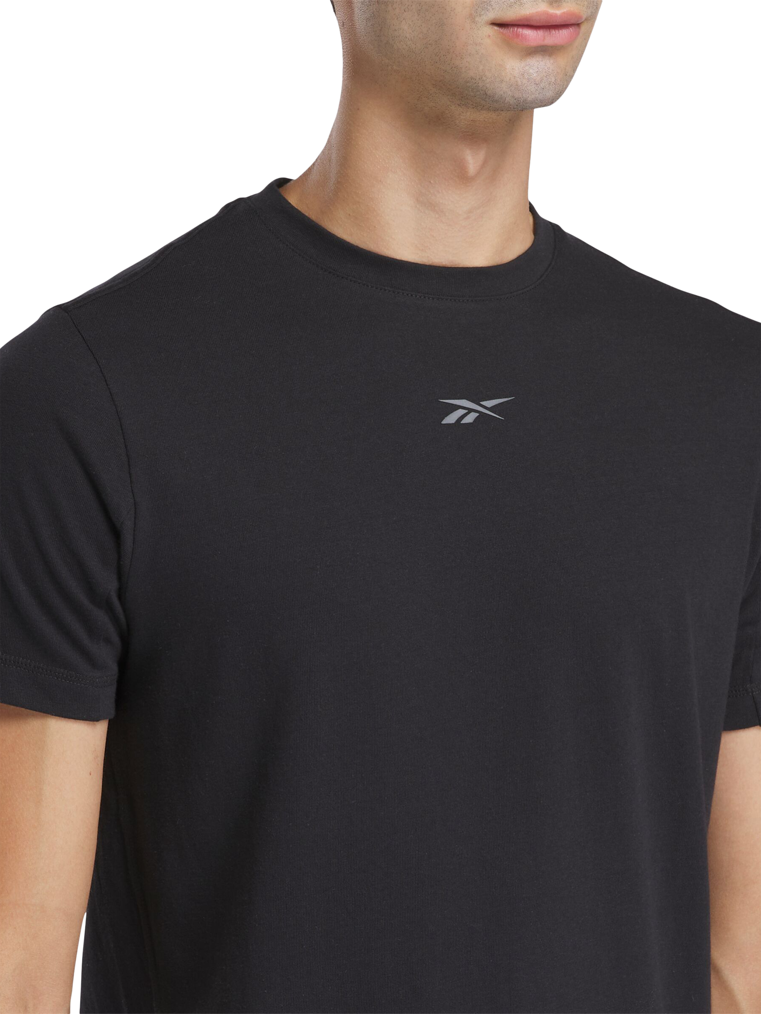 Product image 6 of 7, which shows Reebok Men's ID Train Cotton Blend Training T-Shirt, Black, S