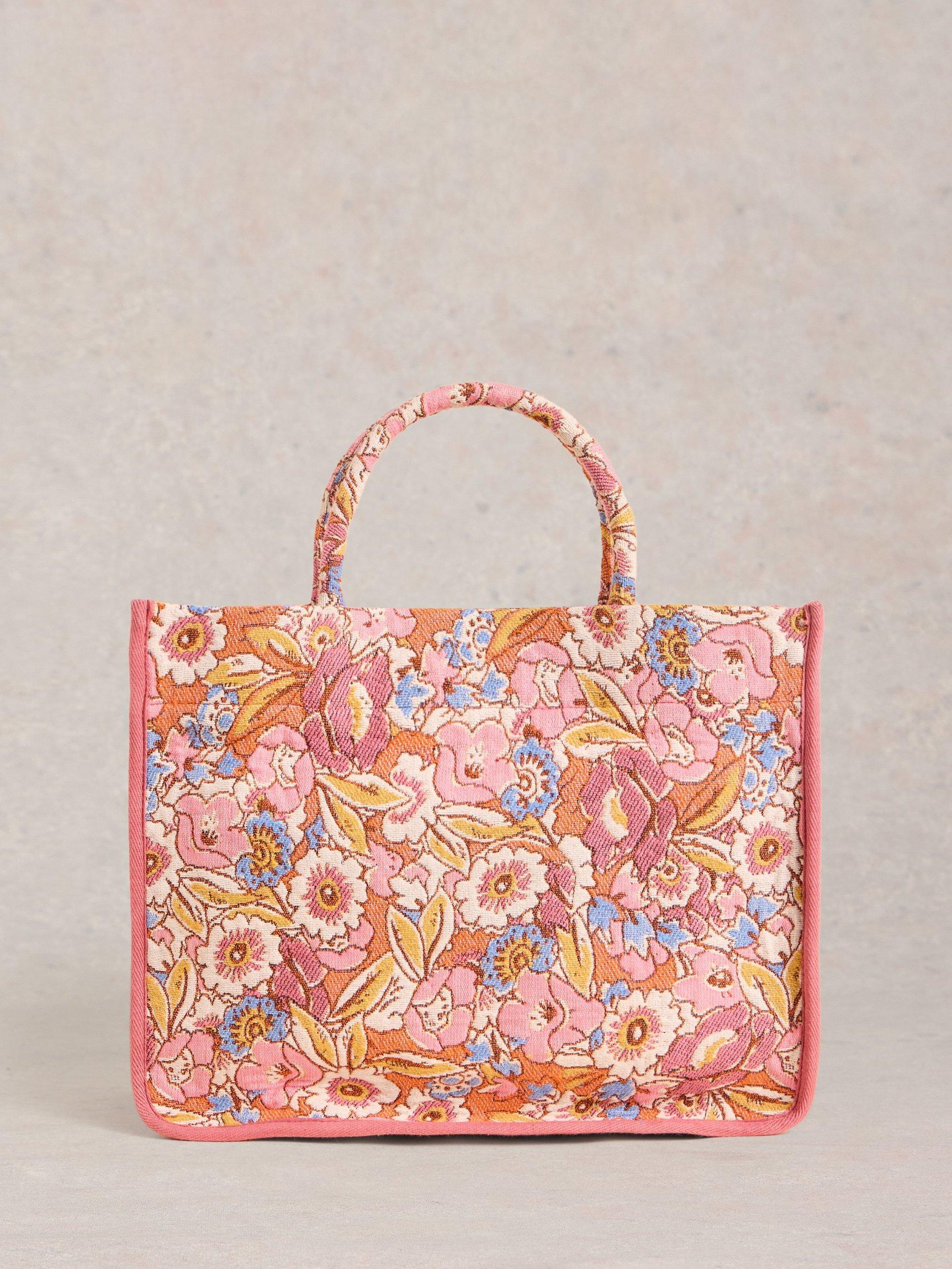 White Stuff Jasmine Floral Jacquard Tote Bag, Pink/Multi