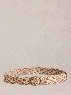 White Stuff Woven Leather Belt - view 2, Mid Tan/Multi