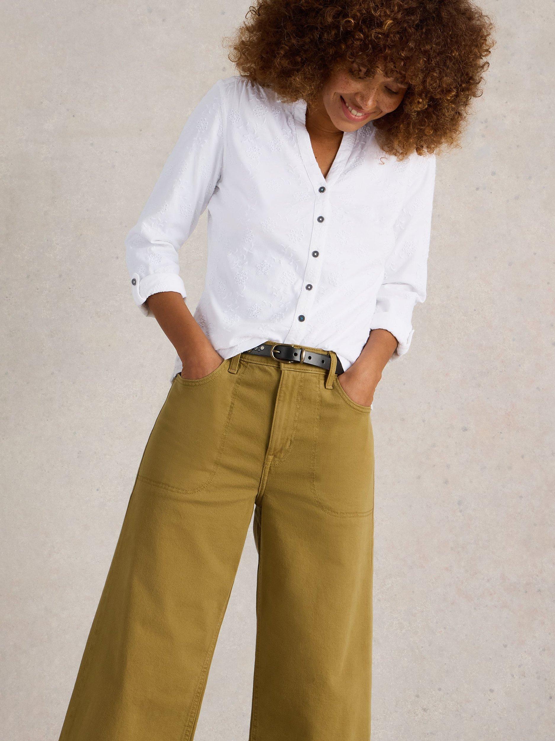 Product image 4 of 6, which shows White Stuff Annie Broderie Jersey Shirt, White, 6
