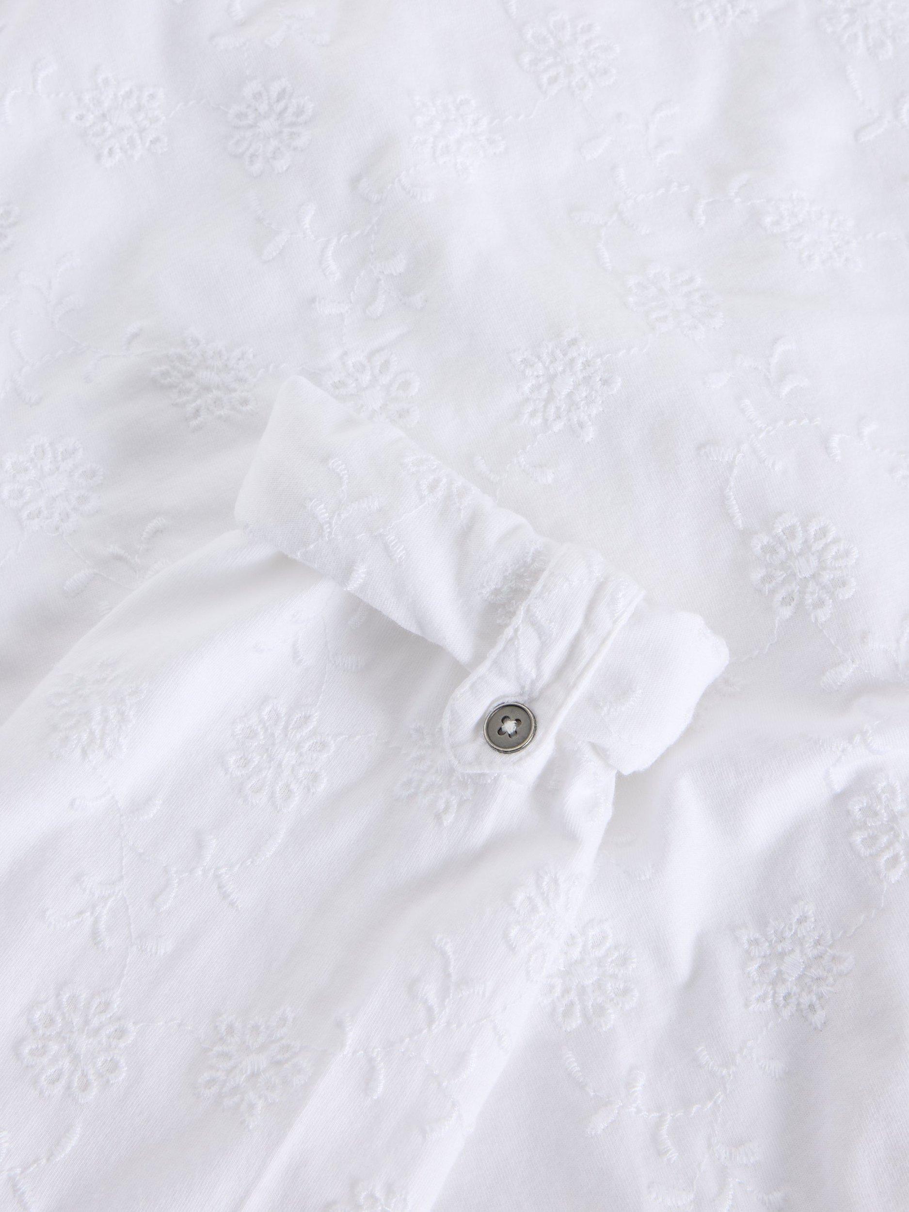 Product image 6 of 6, which shows White Stuff Annie Broderie Jersey Shirt, White, 6