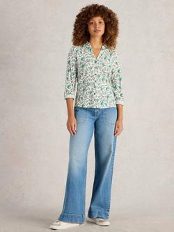 White Stuff Annie Jersey Shirt, Green/Multi